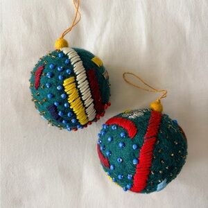 West Elm Felt Beaded Ornaments - Set of 2